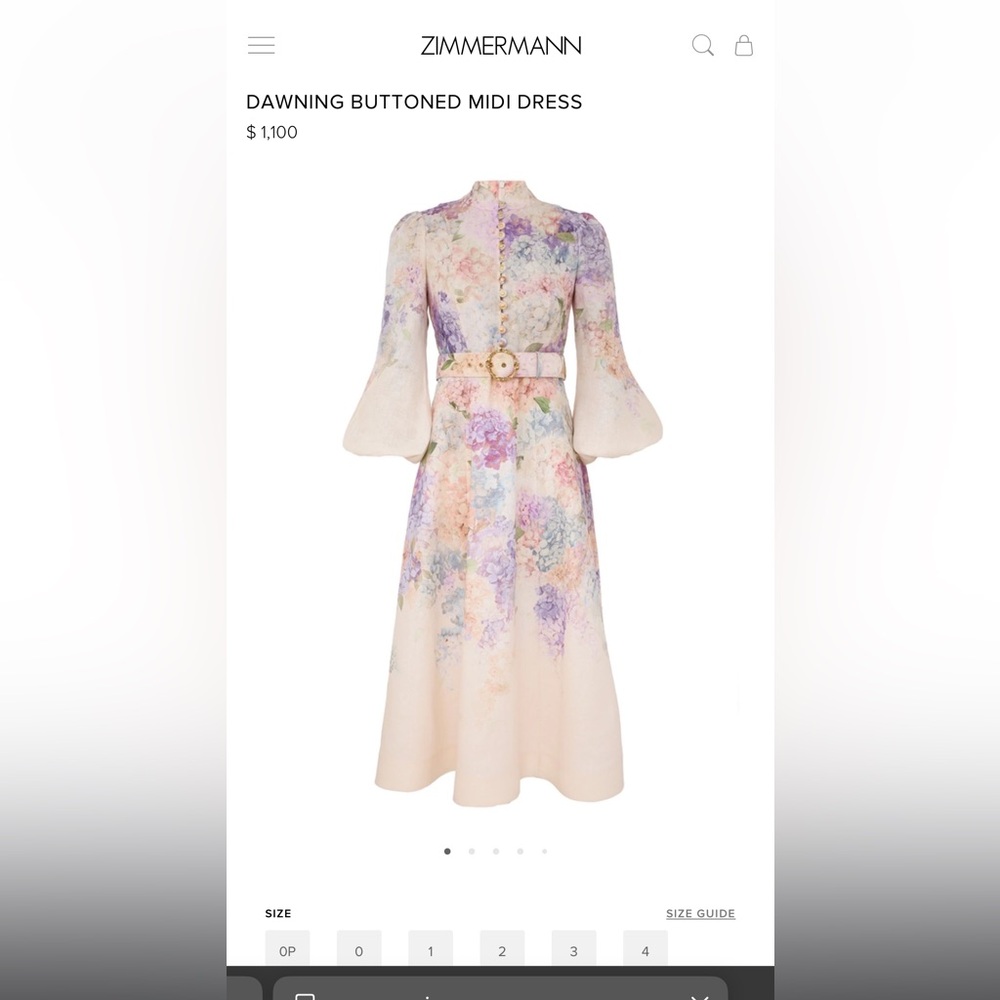 Zimmerman dawning buttoned Floral Cream Dress with Belt